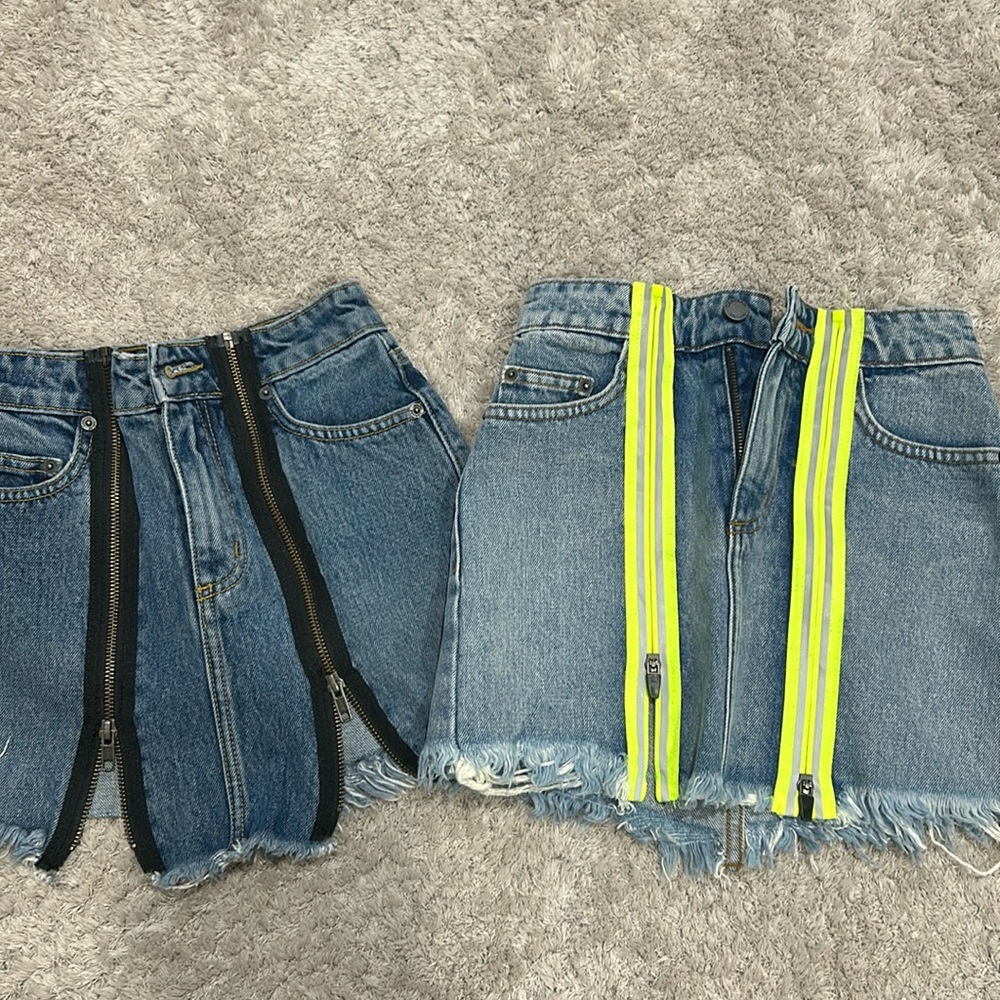 Carmar jean skirt with zippers